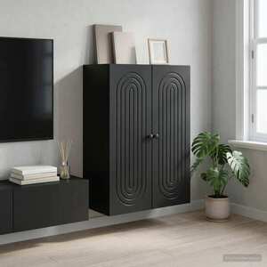 Imagine vidaXL Dulap montat pe perete Negru 66 x 34, 5 x 90 cm Lemn prelucrat