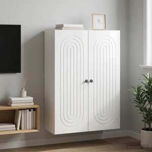 Imagine vidaXL Dulap montat pe perete Alb foarte lucios 66 x 34, 5 x 90 cm