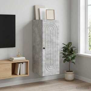 Imagine vidaXL Dulap montat pe perete Gri Beton 33 x 34, 5 x 90 cm