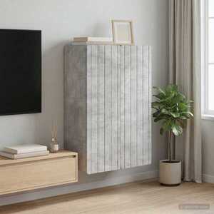 Imagine vidaXL Dulap montat pe perete Gri Beton 66 x 34, 5 x 92 cm