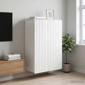 Imagine vidaXL Dulap montat pe perete Alb foarte lucios 66 x 34, 5 x 92 cm