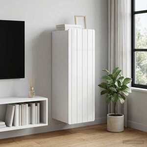 Imagine vidaXL Dulap montat pe perete Alb foarte lucios 33 x 34, 5 x 94 cm