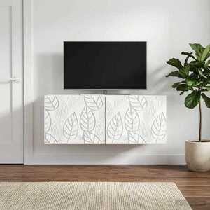 Imagine vidaXL Oglindă TV montată pe perete 98 x 31 cm Alb Lemn prelucrat