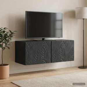 Imagine vidaXL Oglindă TV montată pe perete 98 x 31 cm Negru Lemn prelucrat