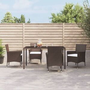 Imagine vidaXL Set mobilier de grădină, 5 piese, cu perne, maro, poliratan