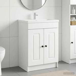 Imagine vidaXL Dulap de baie sub chiuvetă Alb 56 x 37, 5 x 81 cm Lemn prelucrat