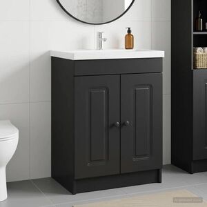 Imagine vidaXL Dulap de baie sub chiuvetă Negru 56 x 37, 5 x 81 cm