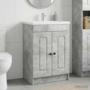 Imagine vidaXL Dulap de baie sub chiuvetă Gri Beton 56 x 37, 5 x 81 cm