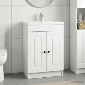Imagine vidaXL Dulap de baie sub chiuvetă Alb foarte lucios 56 x 37, 5 x 81 cm