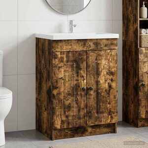 Imagine vidaXL Dulap de baie sub chiuvetă Stejar fumuriu 56 x 37, 5 x 81 cm