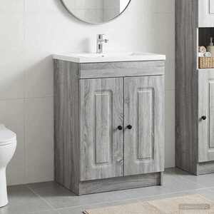 Imagine vidaXL Dulap de baie sub chiuvetă Sonoma gri 56 x 37, 5 x 81 cm
