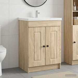 Imagine vidaXL Dulap de baie sub chiuvetă Stejar Sonoma 78, 5 x 37, 5 x 81 cm