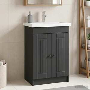Imagine vidaXL Dulap de baie sub chiuvetă Negru 56 x 37, 5 x 81 cm