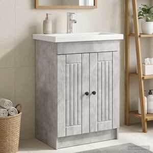 Imagine vidaXL Dulap de baie sub chiuvetă Gri Beton 56 x 37, 5 x 81 cm