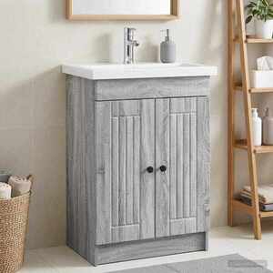 Imagine vidaXL Dulap de baie sub chiuvetă Sonoma gri 56 x 37, 5 x 81 cm