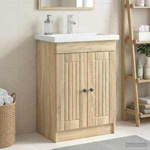 Imagine vidaXL Dulap de baie sub chiuvetă Stejar Sonoma 78, 5 x 37, 5 x 81 cm
