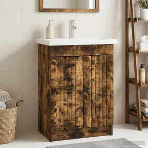 Imagine vidaXL Dulap de baie sub chiuvetă Stejar fumuriu 78, 5 x 37, 5 x 81 cm