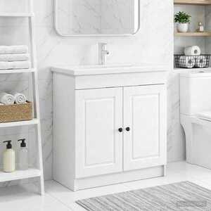 Imagine vidaXL Dulap de baie sub chiuvetă Alb 56 x 37, 5 x 81 cm Lemn prelucrat
