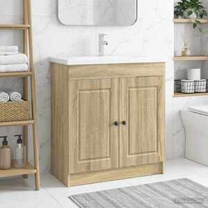 Imagine vidaXL Dulap de baie sub chiuvetă Stejar Sonoma 56 x 37, 5 x 81 cm