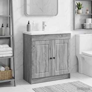 Imagine vidaXL Dulap de baie sub chiuvetă Sonoma gri 78, 5 x 37, 5 x 81 cm