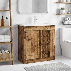 Imagine vidaXL Dulap de baie sub chiuvetă Lemn vechi 78, 5 x 37, 5 x 81 cm