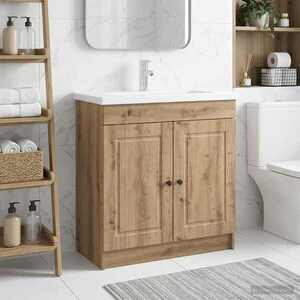 Imagine vidaXL Dulap de baie sub chiuvetă Stejar Artizanal 78, 5 x 37, 5 x 81 cm