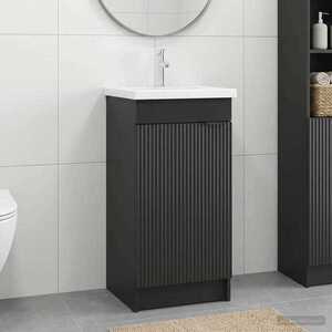 Imagine vidaXL Mobilă de baie cu chiuvetă Negru 42 x 40 x 84, 5 cm