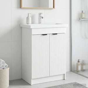 Imagine vidaXL Dulap de baie sub chiuvetă Alb 56 x 37, 5 x 81 cm Lemn prelucrat