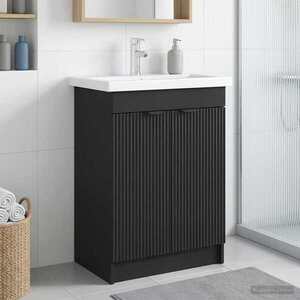 Imagine vidaXL Dulap de baie sub chiuvetă Negru 56 x 37, 5 x 81 cm