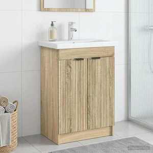 Imagine vidaXL Dulap de baie sub chiuvetă Stejar Sonoma 56 x 37, 5 x 81 cm
