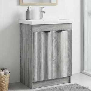 Imagine vidaXL Dulap de baie sub chiuvetă Sonoma gri 56 x 37, 5 x 81 cm