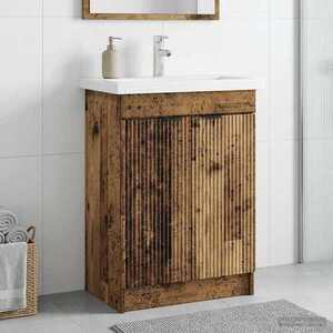 Imagine vidaXL Dulap de baie sub chiuvetă Lemn vechi 56 x 37, 5 x 81 cm