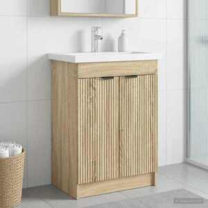 Imagine vidaXL Dulap de baie sub chiuvetă Stejar Sonoma 78, 5 x 37, 5 x 81 cm