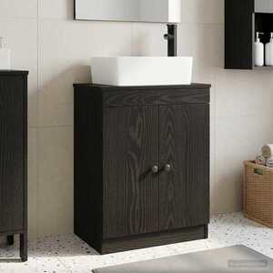 Imagine vidaXL Mobilă de baie cu chiuvetă Negru 54 x 35 x 83 cm Lemn prelucrat