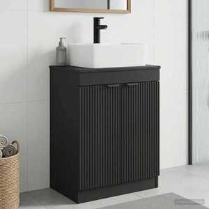 Imagine vidaXL Mobilă de baie cu chiuvetă Negru 54 x 35 x 83 cm Lemn prelucrat