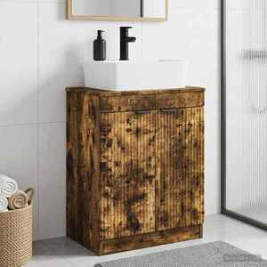 Imagine vidaXL Mobilă de baie cu chiuvetă Stejar fumuriu 54 x 35 x 83 cm