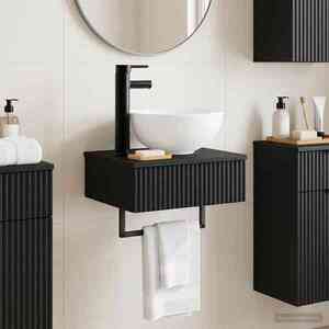 Imagine vidaXL Basin de spălare montat pe perete Negru 40 x 35 x 39 cm