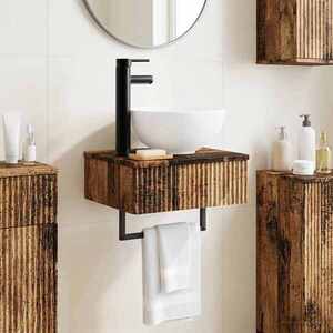 Imagine vidaXL Basin de spălare montat pe perete Lemn vechi 40 x 35 x 39 cm