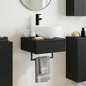 Imagine vidaXL Basin de spălare montat pe perete Negru 40 x 41 x 40, 5 cm