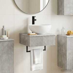 Imagine vidaXL Basin de spălare montat pe perete Gri Beton 40 x 41 x 40, 5 cm