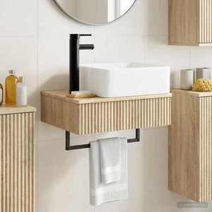 Imagine vidaXL Basin de spălare montat pe perete Stejar Sonoma 50 x 41 x 39 cm