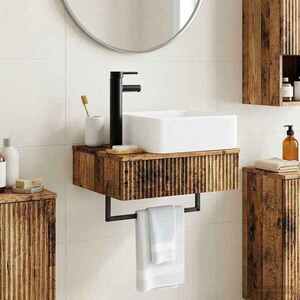Imagine vidaXL Basin de spălare montat pe perete Lemn vechi 50 x 41 x 39 cm