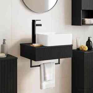 Imagine vidaXL Basin de spălare montat pe perete Negru 53 x 35 x 39 cm