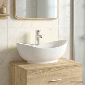 Imagine vidaXL Chiuvetă de baie cu robinet și scurgere Crom 59 x 35 x 21 cm