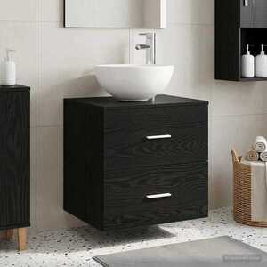 Imagine vidaXL Chiuvetă de baie suspendată Stejar Negru 49, 5 x 35 x 63 cm