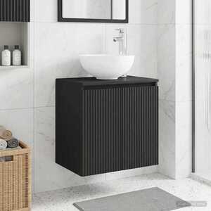 Imagine vidaXL Vanitate cu chiuvetă montată pe perete Negru 49, 5 x 35 x 63 cm