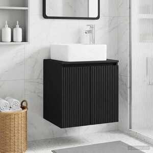 Imagine vidaXL Vanitate cu chiuvetă montată pe perete Negru 53 x 35 x 63 cm