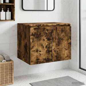 Imagine vidaXL Dulap Bathroom Montat pe Perete Stejar fumuriu