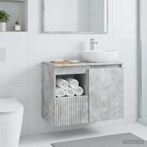 Imagine vidaXL Dulap de Baie Gri Beton 30 x 35 x 50 cm Lemn prelucrat