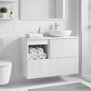 Imagine vidaXL Dulap de Baie Alb foarte lucios 30 x 35 x 50 cm Lemn prelucrat